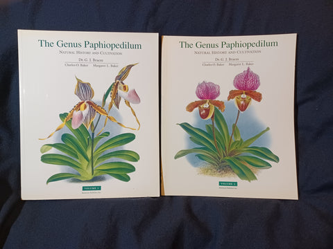 Genus Paphiopedilum vols. 1 and 2 by Guido J. Braem and Charles O. Baker and Margaret L. Baker.