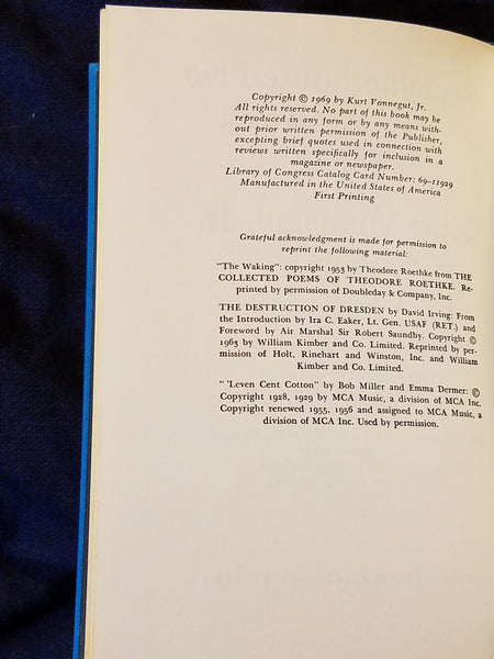 Slaughterhouse Five by Kurt Vonnegut. FIrst Printing – formerly ...